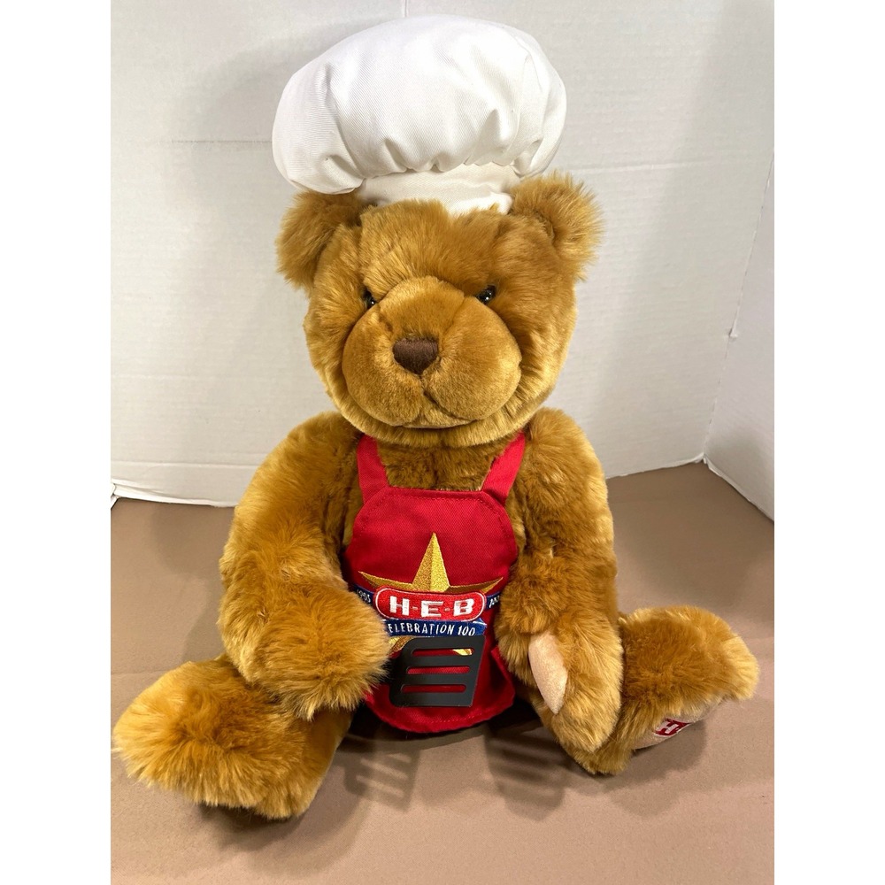 Commonwealth H-E-B Celebration 100 Chef Teddy Bear Plush Hat Apron VTG 2005